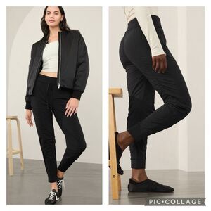 Athleta Attitude II Lined Joggers Black Ruched Leg Workout Athleisure Size 2